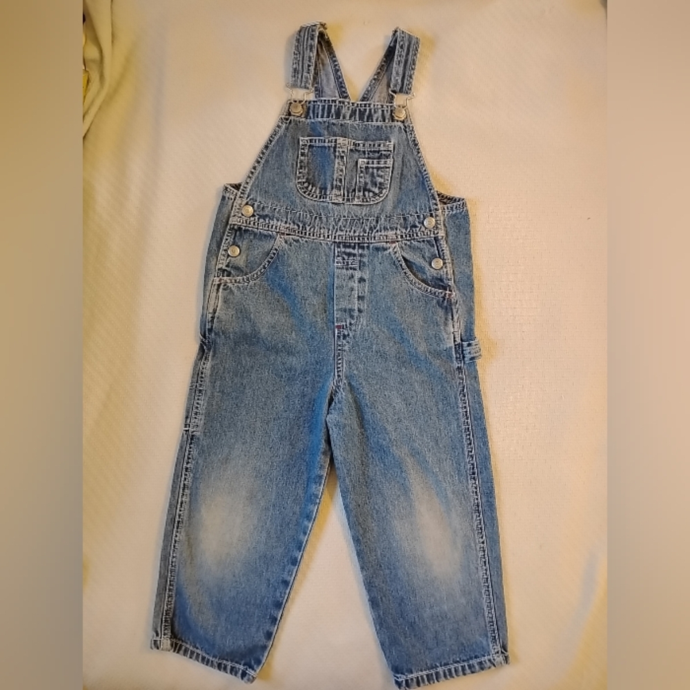 Gap Kids Vtg Denim Overalls Blue Jean 4t Classic Oshkosh B'Gosh Style Farm Kid
